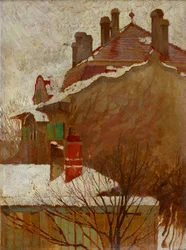 Häuser im Winter (Blick aus dem Atelier)