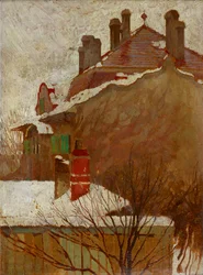 Häuser im Winter Blick aus dem Atelier, 1907-1908