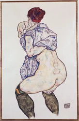 Geliebte Halbakt mit grünen Strümpfen, 1917