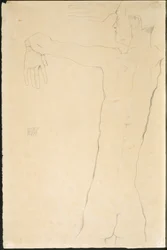 Nackter Mann mit erhobenen Armen (recto)