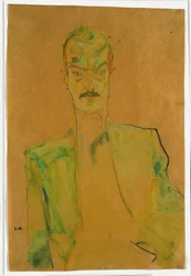 Akt auf farbigem Stoff, 1911