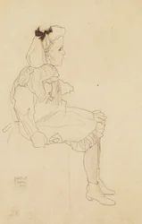 Sitzendes Mädchen mit Schleife im Haar, 1909