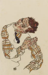 Selbstporträt mit kariertem Hemd, 1917