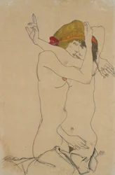 Zwei Frauen umarmen sich, 1913