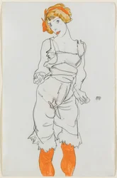 Frau in Dessous und Strümpfen