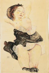 Liegendes junges Mädchen, halb nackt, 1912