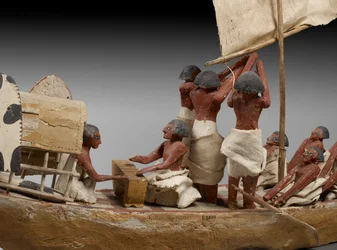 Modell eines Grabbootes, aus Beni Hasan, wahrscheinlich Mittleres Reich, ca. 2060-1786 (Detail)