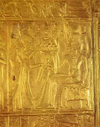 Detail vom Goldenen Schrein, aus dem Grab von Tutanchamun (ca. 1370-1352 v. Chr.) Neues Reich