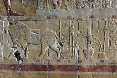 Löwe, Relief, Totentempel der Hatschepsut, Deir el-Bahari, Thebanische Nekropole
