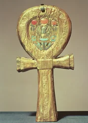 Spiegelbehälter in Form eines Anch aus dem Grab Tutanchamuns (ca. 1370-52 v. Chr.), Neues Reich