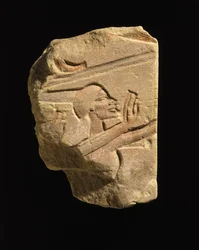 Nubier in einer Geste der Anbetung, aus Karnak, Ägypten, Amarna-Zeit, Neues Reich, ca. 1353-1336 v. Chr.