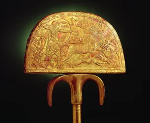 Straußenfederfächer, aus dem Grab von Tutanchamun (ca. 1370-1352 v. Chr.) Neues Reich