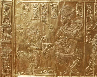 Tutanchamun und seine Frau, Detail des Ritualkastens