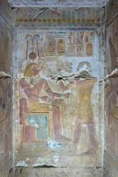 Farbrelief, Tempel von Seti I, Abydos, Ägypten