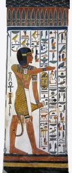 Ägypten, Theben, Luxor, Tal der Königinnen, Grab von Nefertari, Wandmalerei des Gottes Horus in der Grabkammer aus der 19. Dynastie