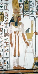 Nefertari, Detail aus den Fresken in der zweiten Kammer des Grabes von Nefertari, Tal der Königinnen, Luxor, Theben (Unesco-Weltkulturerbe)