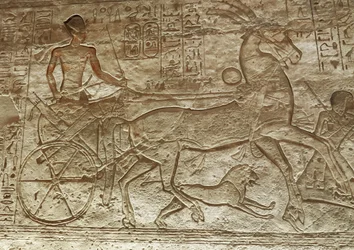 Ramses II. auf seinem Wagen, großer Tempel von Abu Simbel