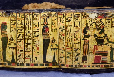 Detail der äußeren Sargbasis der Mumie von Nesyamun, möglicherweise gefunden in Deir El-Bahri, Neues Reich, ca. 1100 v. Chr.