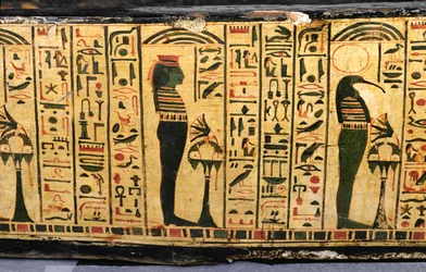 Detail der äußeren Sargbasis der Mumie von Nesyamun, möglicherweise gefunden in Deir El-Bahri, Neues Reich, ca. 1100 v. Chr.