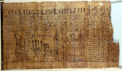 Das Totenbuch: Ägyptische Hieroglyphe auf einem Papyrus der 22. Dynastie. 9. Jahrhundert v. Chr. Turin, Ägyptisches Museum.