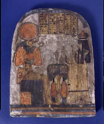 Votivdenkmal von Tentesamun, Die Sängerin des Amun, aus Theben, Dritte Zwischenzeit (bemaltes Holz)