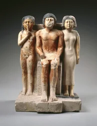 Statue von Nykara und seiner Familie, späte 5. Dynastie, Altes Reich, ca. 2455-2350 v. Chr.