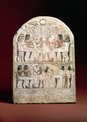 Grabstele, 156 v. Chr. (bemalter Kalkstein)