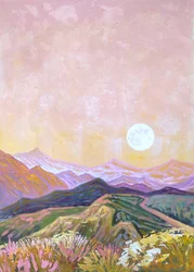 Pastell Bergmondaufgang