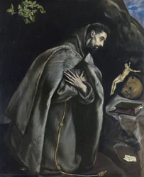 Der heilige Franziskus im Gebet vor dem Kreuz