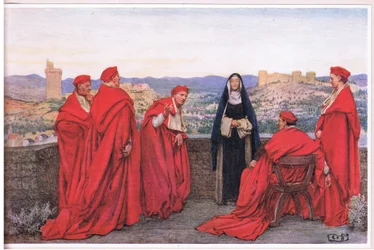 Die heilige Katharina von Siena verhandelt mit Papst Gregor XI. im Namen der Florentiner