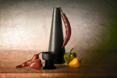 Rustikales Paprika Stillleben