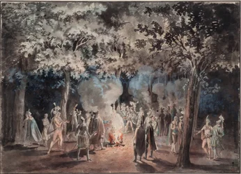 Spaziergang bei den Feuern im Park von Drottningholm 1785