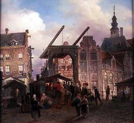 Stadt und Zugbrücke