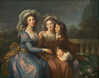Die Marquise de Pezay und die Marquise de Rougé mit ihren Söhnen Alexis und Adrien