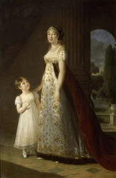 Porträt von Caroline Bonaparte 1782-1839, Königin von Neapel und Sizilien, mit ihrer Tochter Letizia, 1807