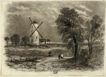 Landschaft mit Windmühle