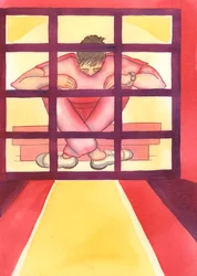 Eine Person, die in Sünde gefangen ist, ist wie ein Gefangener in einem Käfig, mit dem Schlüssel auf der Innenseite