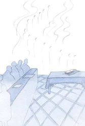 Engel wiederholten die demütigen Gesänge der Mönche, ihr Gottesdienst war voller Freude und heller Banner