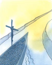 Durch die Macht des Opfers Christi, während der heiligen Messe, durchdringt Christus den Himmel und bringt uns alle näher zum Vater - so wie ein großes Schiff in eine Mündung einfährt, um ihre wertvolle Fracht nach Hause zu bringen