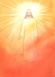 Christus ist strahlend und freudig in seinem auferstandenen Leben.