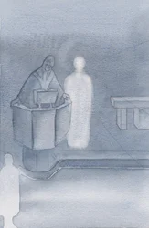 Christus stand neben dem Priester, der uns allen das Heilige Evangelium vorlas, das Christi eigenes Wort war