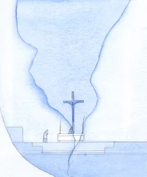 Während der Heiligen Messe war es, als ob ein Riss durch das Heiligtum erschien, durch den ich Christus am Kreuz sah