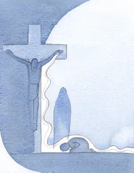 Er zeigte mir das Kreuz, aufrecht, seine Mutter darunter, und sein Blut in einem gewaltigen Ausgießen, das über mich floss