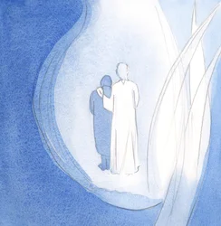 Er schlenderte durch sein kleines Königreich, das meine Seele ist, und tröstete mich, während seine Engel daneben standen