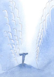 Wie die Engel, Tausende von ihnen, in Schrecken erzitterten, als der Sohn Gottes auf Golgatha starb, in seiner Hingabe und unendlichem Lob des Vaters