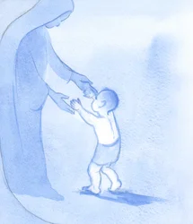 So wie Christus von seiner Mutter gehalten stetig vorwärts ging, so können wir wie einfache vertrauensvolle Kinder gehen, ohne Angst und hoffnungsvoll