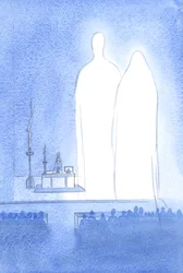 Unsere gesegnete Frau ist bei unserer Osterfeier anwesend. Mit dem ganzen Himmel hört sie das Lob, das ihrem göttlichen Sohn dargebracht wird.