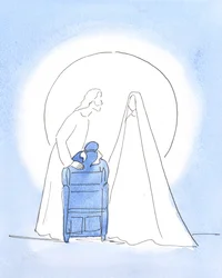 Unsere gesegnete Frau war mit mir, mit ihrem Sohn, und bot einen Ostergruß an. Beide freuten sich über meine Freude, sie zu sehen, und meine Freude darüber, zu wissen, dass sie im Himmel glücklich sind