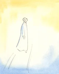 Papst Johannes Paul II. schwebt nach seinem Tod hoch empor und fährt schnell in den Himmel, so vollständig war seine Vereinigung mit Gott und so groß seine Heiligkeit, Einfachheit und Reinheit