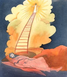 Das Bild von Jakobs Leiter, in einer Vision gesehen, ist hilfreich, wenn wir die Bedeutung des Aufenthalts in einer katholischen Kirche erklären wollen, wo Jesus, unser Gott, wirklich, substantiell im Tabernakel gegenwärtig ist
